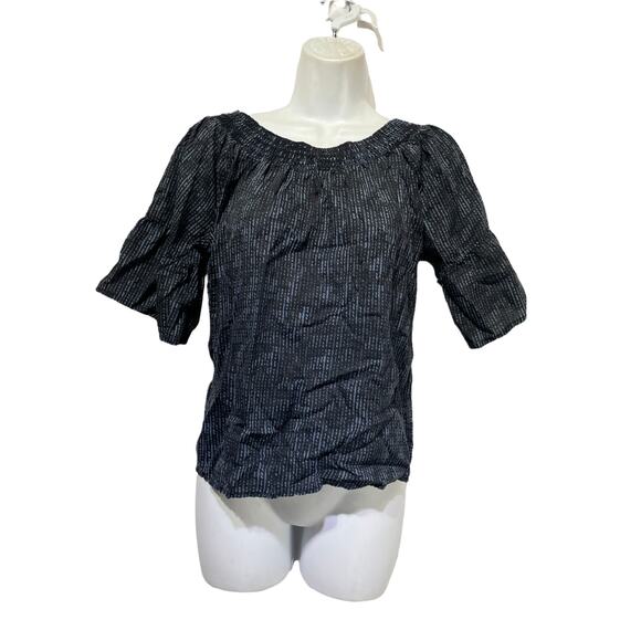 PrAna Chryssa Black blue off the shoulder Blouse Top Size S - Picture 4 of 7